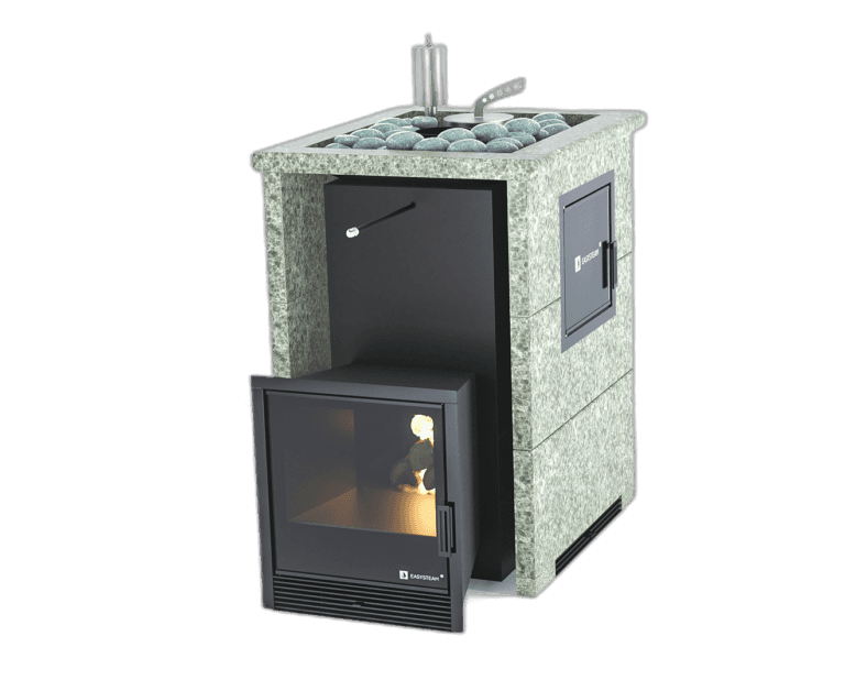 Anapa M2 stove in a three-sided casing with an open top